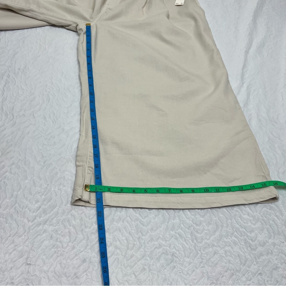 Anthropologie Pilcro High-Rise Cropped Wide Leg Paperbag Jeans Cream XL - Picture 10 of 11